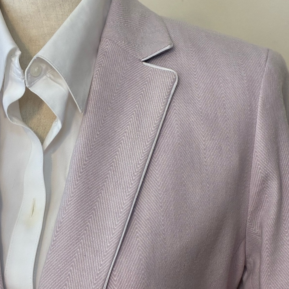 Ann Taylor Spring Linen Blend Lavender Herring Bone Blazer Good For Easter
